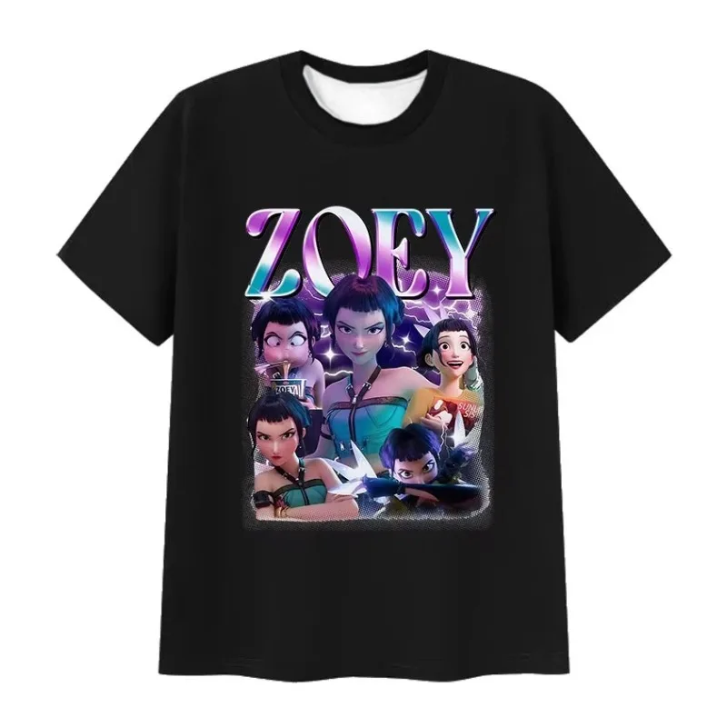 2025 الساخن Kpop شيطان الصيادين ثلاثية الأبعاد نمط مطبوع تنفس التجفيف السريع فضفاض عالية الجودة المألوف عادية المتضخم تي شيرت #4