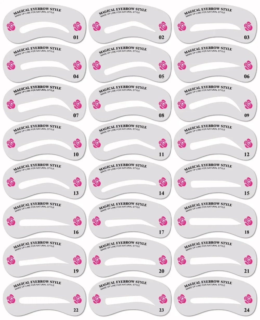 24 Pcs Reusable Eyebrow Stencil Set Eye Brow DIY Drawing Guide Styling Shaping Grooming Template Card Easy Makeup Beauty Kit