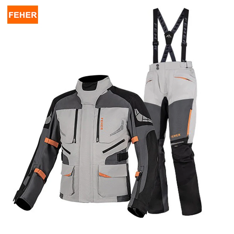 

FEHER Men's Motorcycle Touring Suits All-season 3-Layer Waterproof and Windproof Motorcycle Rally Suit for Long-distance Riding