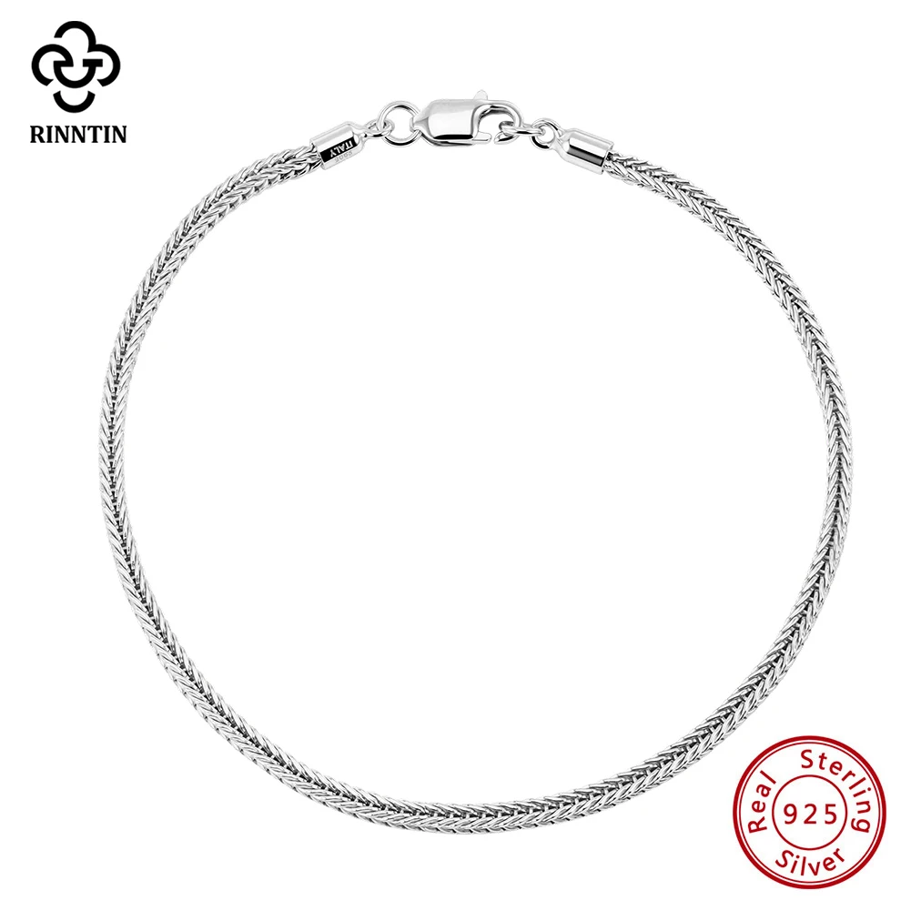 

Rinntin 925 Sterling Silver Italian Handmade 1.8mm Foxtail Chain Bracelet for Women Fashion Basic Hand Chain Jewelry SB224