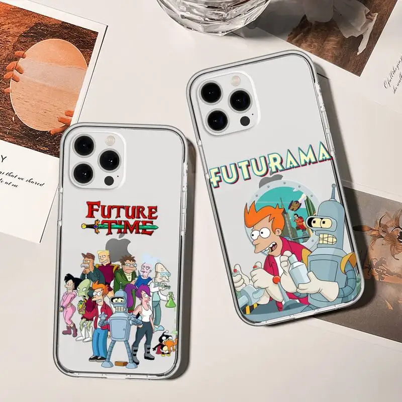 Cartoon F-Futurama Cute Phone Case For iPhone 11 12 Mini 13 14 Pro XS Max X 8 7 6s Plus 5 SE XR Transparent Shell