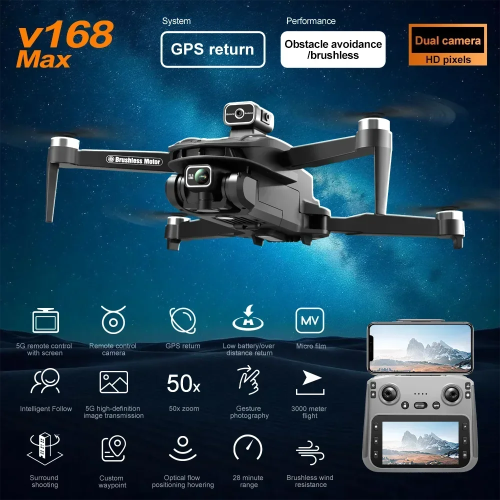 Bexine V168 Pro Max Foldable GPS Drone with 4.5
