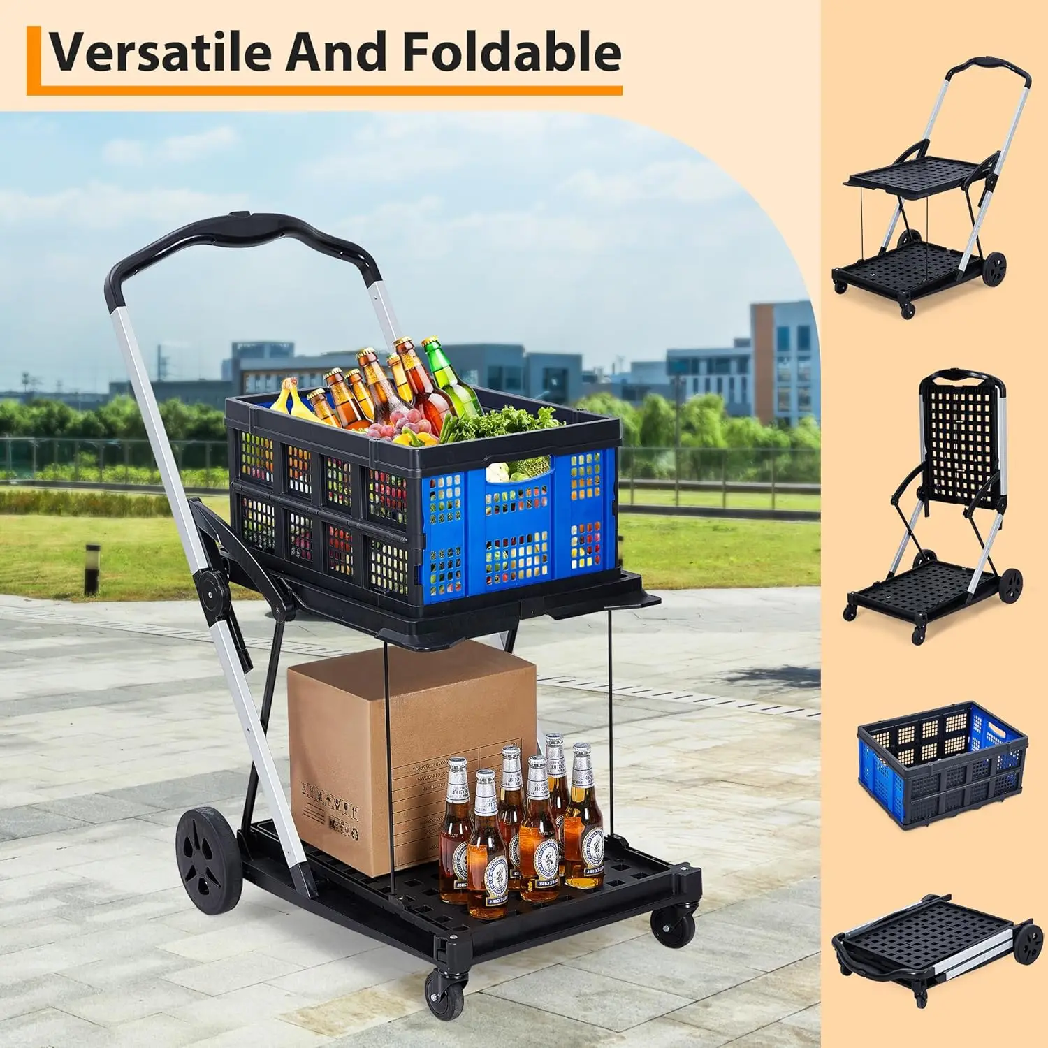 1 عربة تسوق من الألومنيوم + Pp بطبقة مزدوجة 996*613*1084 مم سلة واحدة #3