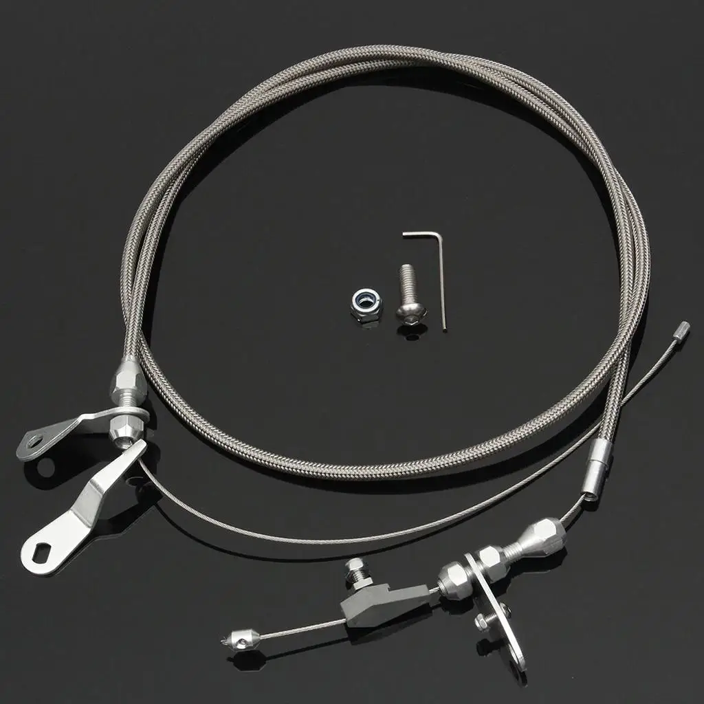 Accelerator Gas Throttle Cable Stainless Braided Detent Line Fit for Ford C6 Transmission Smooth Shifting