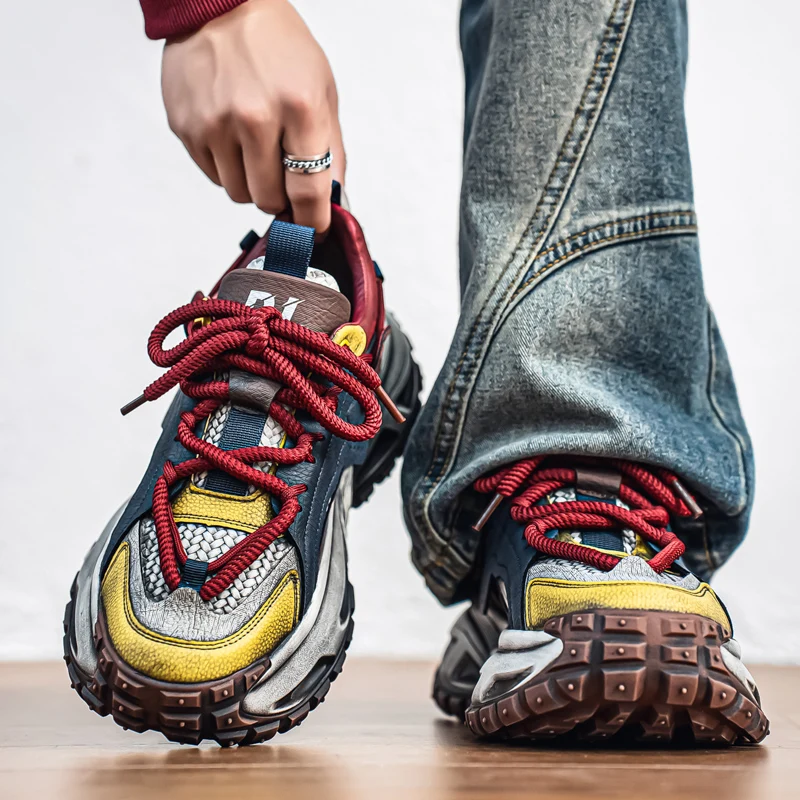 الرجال الشباب سميكة سوليد الرجعية القذرة الإطارات القديمة أبي الأحذية 2025 الخريف الاتجاه الارتفاع زيادة مريحة أحذية رياضية رجالية #5