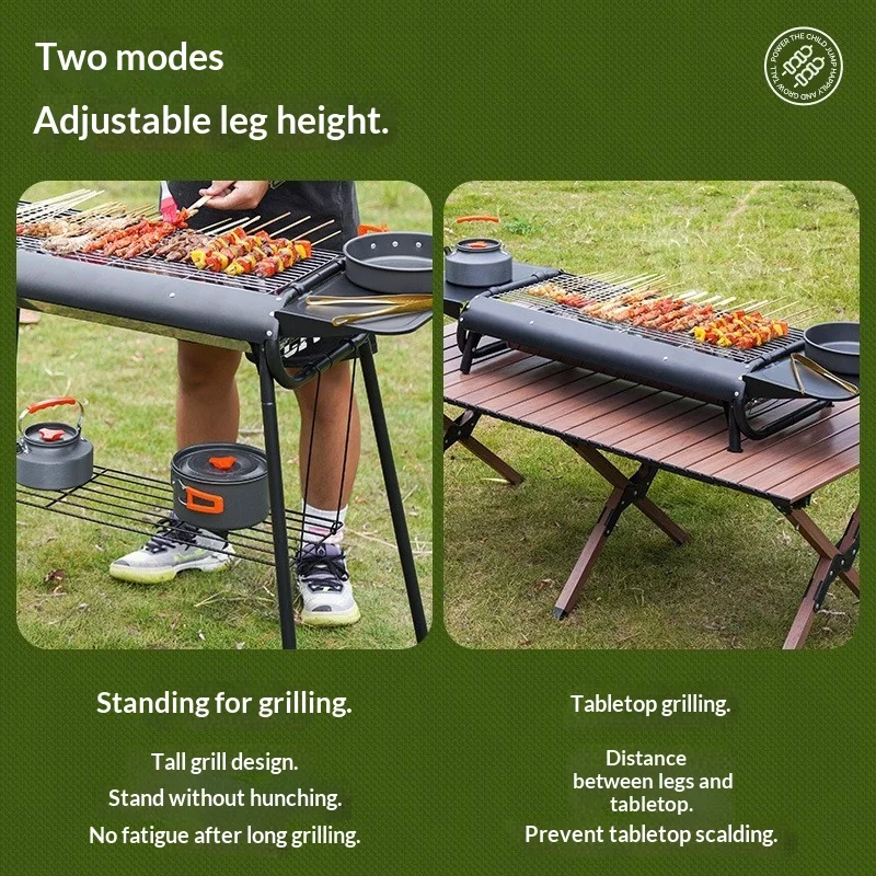 

Barbecue Portable Foldable Charcoal BBQ Grill Smokeless Heavy Duty Stainless Steel Family Camping Backyard Skewers Mini Grill