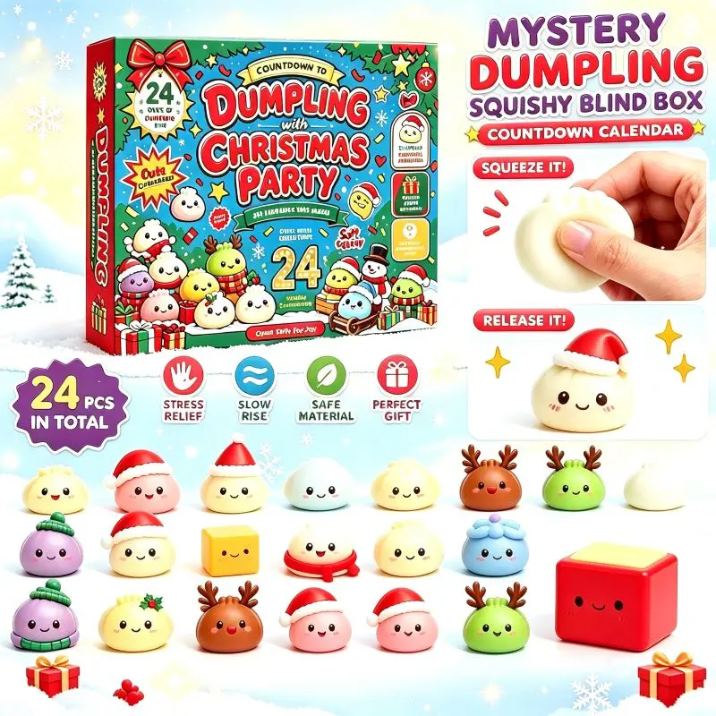 Christmas Calendar Fidget Anxiety Relief Advent Calendar Decompression Soft  Mystery Dumplings Toy Slow Resilience