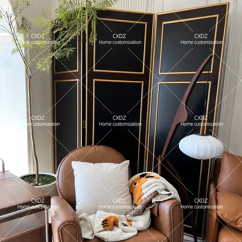 Retro Folding Screen Room Divider Portable Partition for Living Room Corner Background Porch Home Decor Movable Small Panel