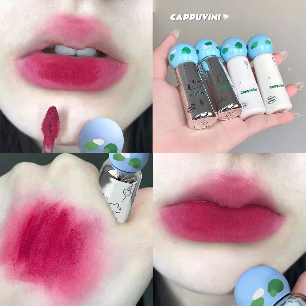 6-kolorowa aksamitna matowa pomadka w płynie do ust Wodoodporny błyszczyk do ust w kolorze nude Długotrwały nieprzywierający kubek Seksowne kobiety Lip Glaze Cosmetic