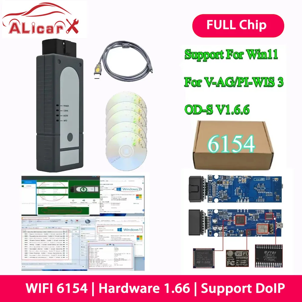 WIN11 For VA-S6154 Wifi OBD2 ODIS For Audi Skoda V-W Diagnostic Bluetooth V*AS6154 WIFI Full Chip UDSSupport GEKO FORpiwis 3