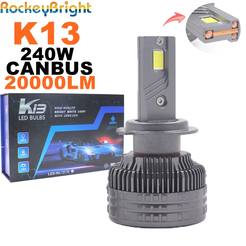 Lampada LED K13 Max H7 H1 H11 con 3 tubi in rame, luce LED per auto, fendinebbia H7 H11 HB3 9005, lampadina LED per fari.