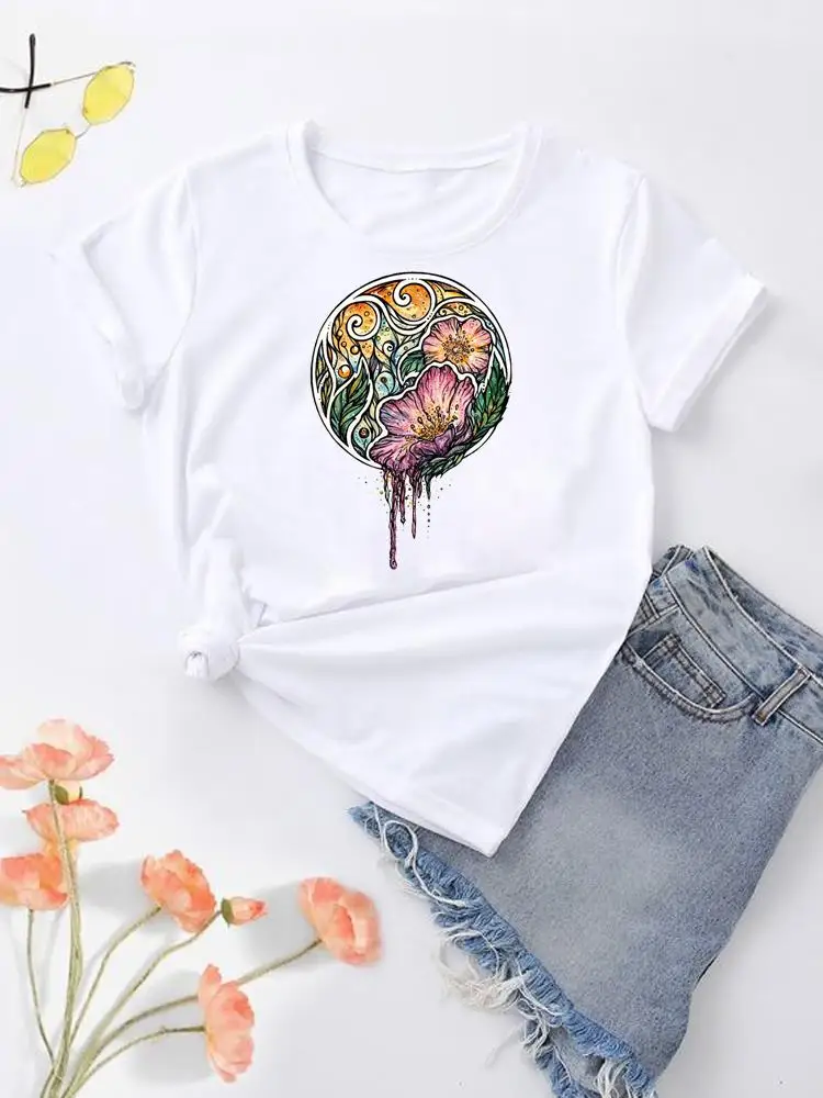 Graphic T-shirt Clothes Lady Fashion Print Summer Rabbit Leopard Trend Cute 90s Women Short Sleeve Female Shirt Tee