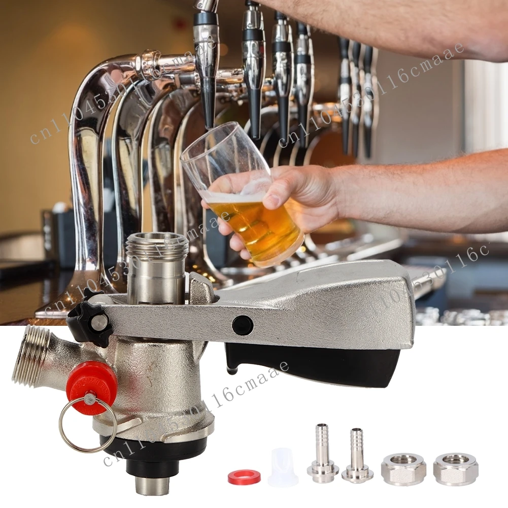 Beer Keg Dispenser /8 S Type Draft Beer Keg Coupler Dispenser with Pressure Relief Valve Home Brewing System Brewing Accessory