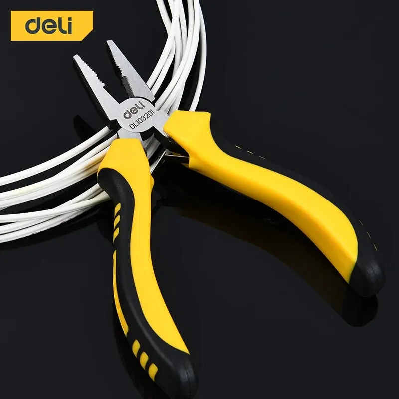 Deli 5 Inch Combination Pliers End Cutting Bent Nose Bent Nose High Carbon Steel Mini Universal Plier Hand Tools 1pcs