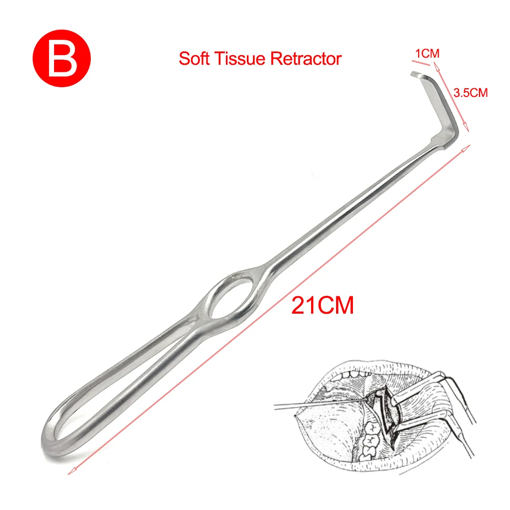 

Stainless Steel Dental Surgical Tool for Maxillofacial Soft Tissue Retraction Long Upper Lower Bends Implant