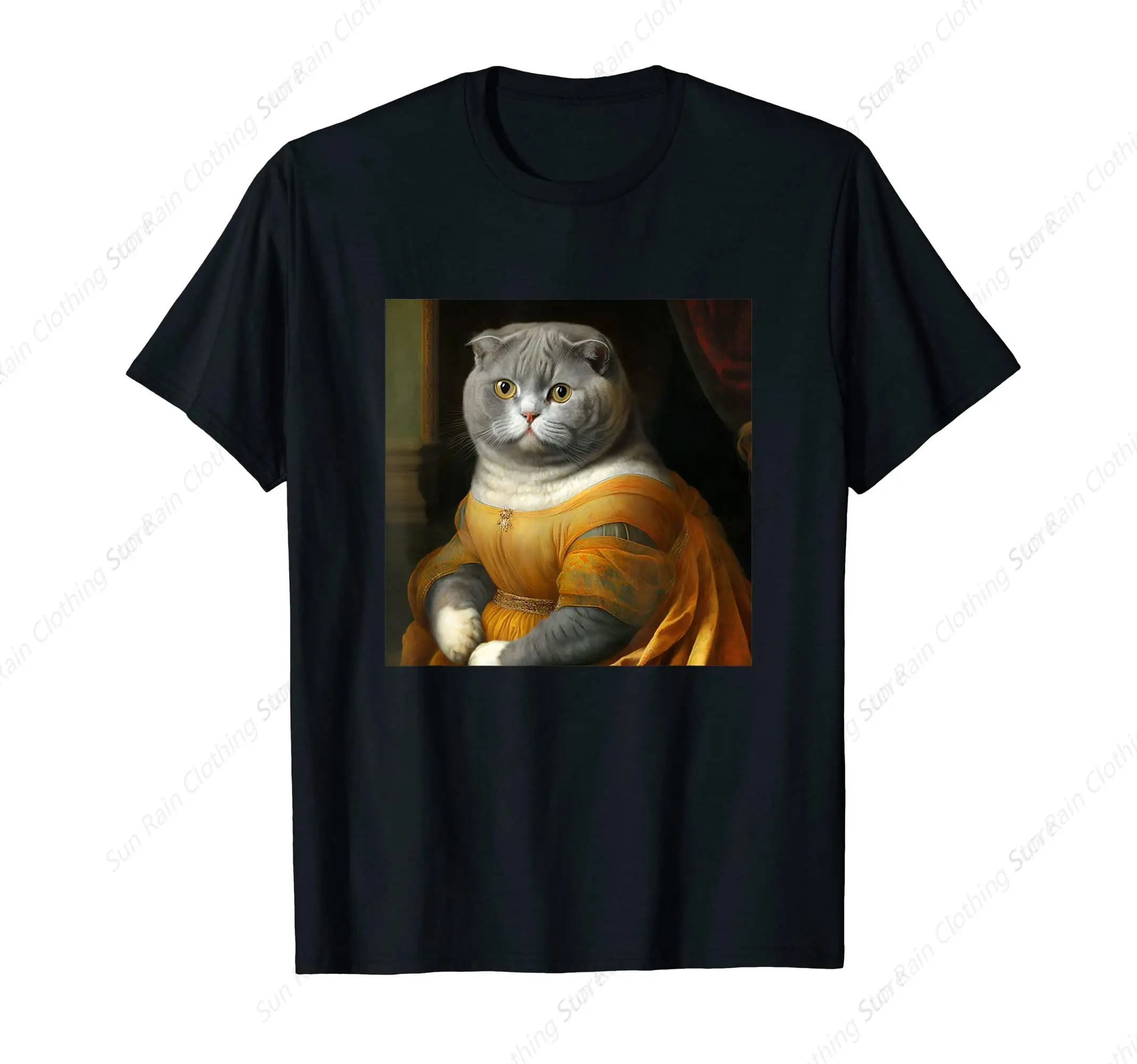 Scottish Fold Funny Cat Meow T-Shirt Vintage Leisure Men Tee Daily Soft Unisex Clothing Sport Soft Women Tops