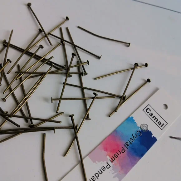 

Camal 100pcs 30mm Antique Bronze Flat Straight Pins Connector Prism Lamp Chandelier Pendant Hanging Chakra