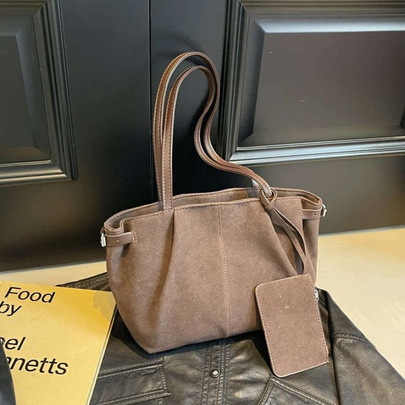 

Модная однотонная матовая сумка-тоут премиум-класса, универсальная женская сумка на плечо для отдыха, матовая сумка на плечо в стиле ретро