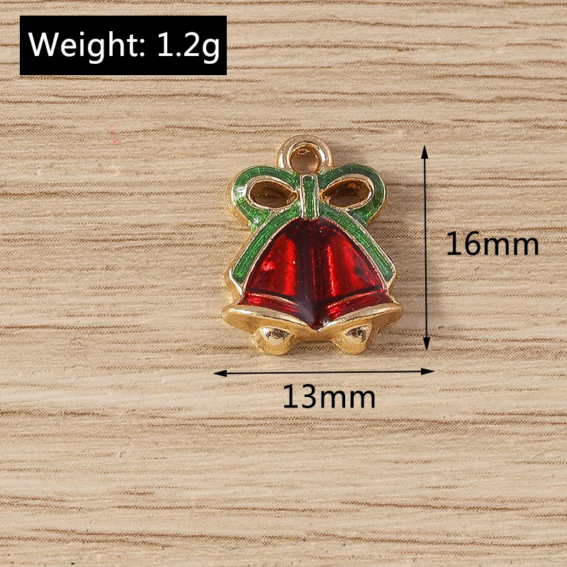 10pcs 13x16mm Cute Enamel Christmas Bell Charms Pendants for Jewelry Making Earrings Necklace Bracelets DIY Crafts Accessories