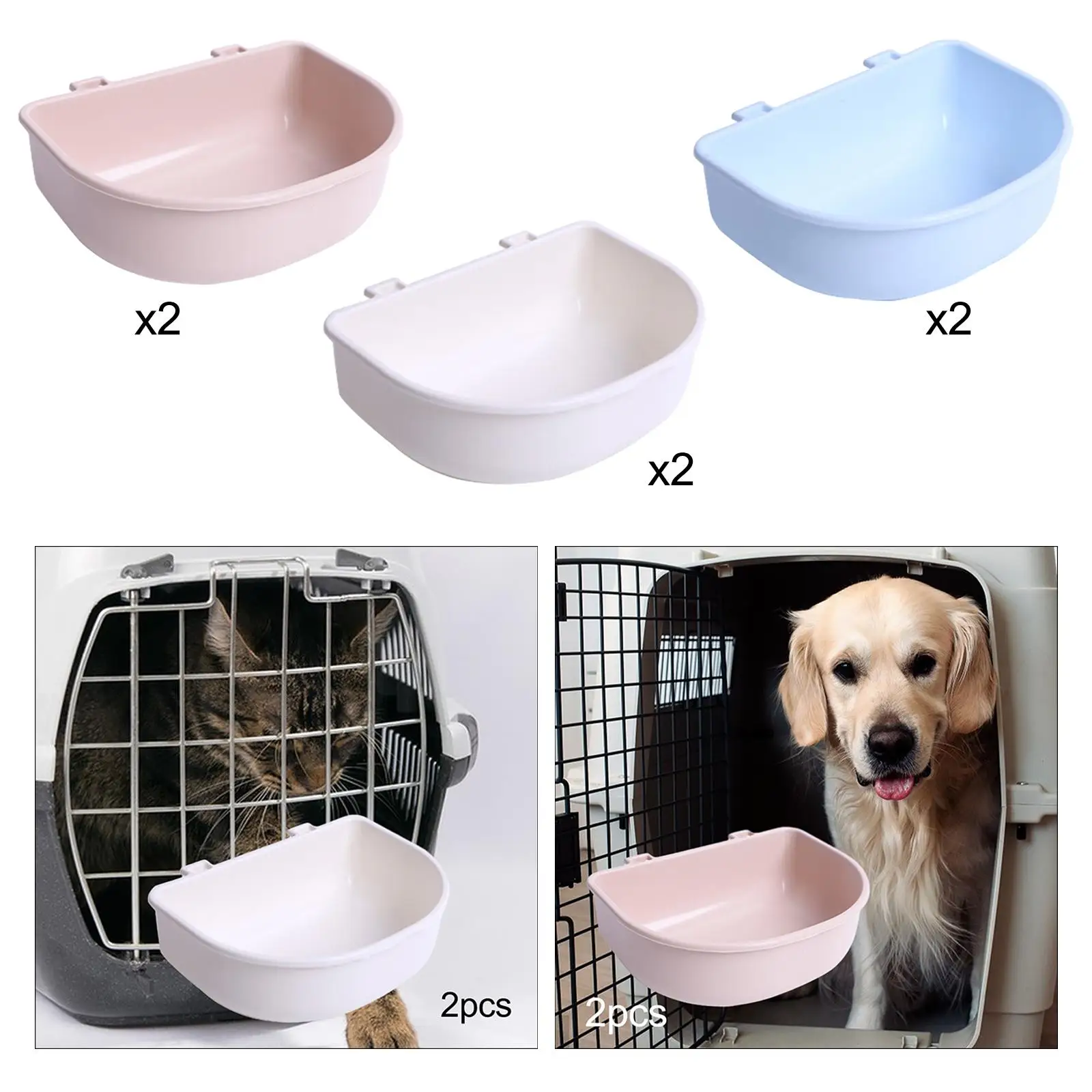 2 Pack Dog Crate Water Bowls for Cages Or Carriers Suitable for Small Pets