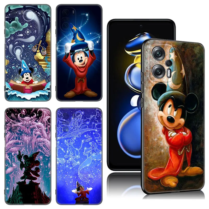 Fantasia Mickey Mouse Phone Case For Xiaomi POCO X3 X4 NFC F5 M2 M3 M4 M6 X5 Pro F3 F4 GT 5G C31 C55 M5S Black Silicone Cover