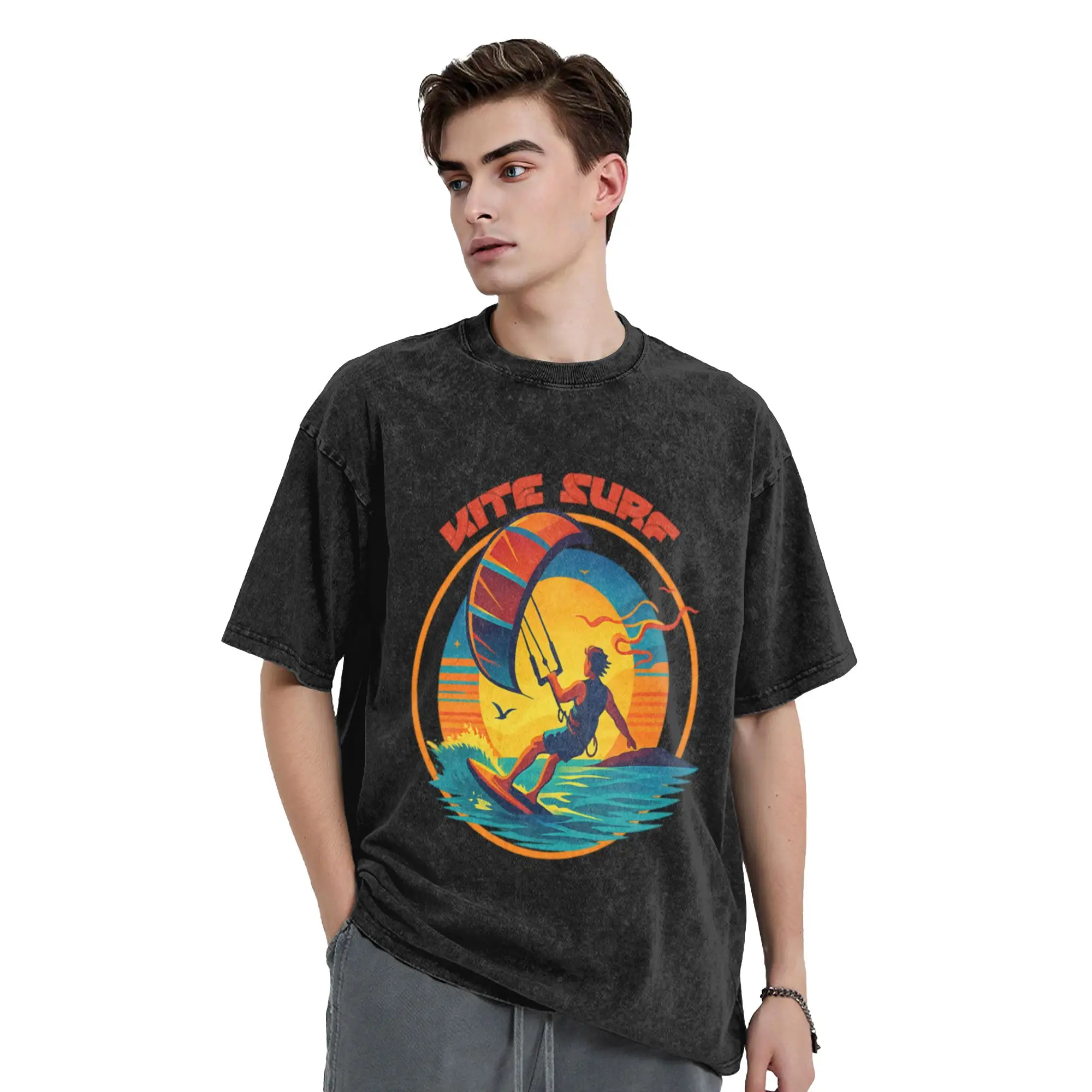 Kite Surfing 02 Classic Cool A Vintage Oversized Cotton Unisex T-Shirts