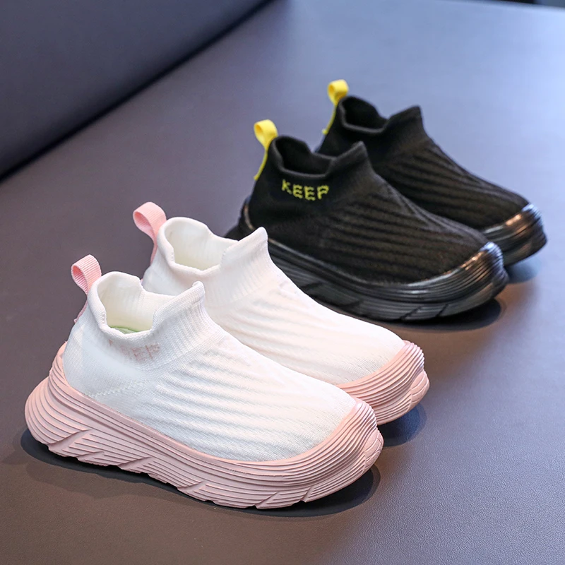 

Boy/Girls Shoes Socks Shoes 2025 Autumn High-top Boots Breathable Mesh Flying Knitting Shoes Children's Sports All-match Boots