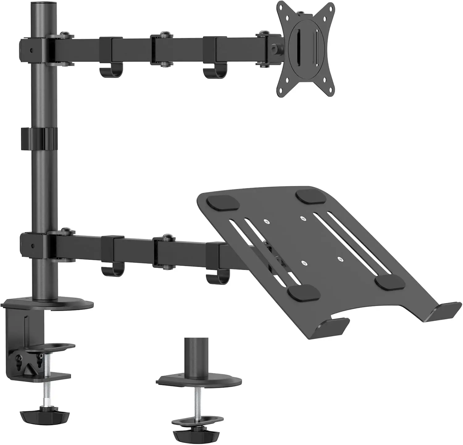 Monitor Mount with Laptop Arm for 13-32 Inch LCD LED Screen and 13-17 Inch Notebook, 2 Mounting Options, VESA 75/100 mm