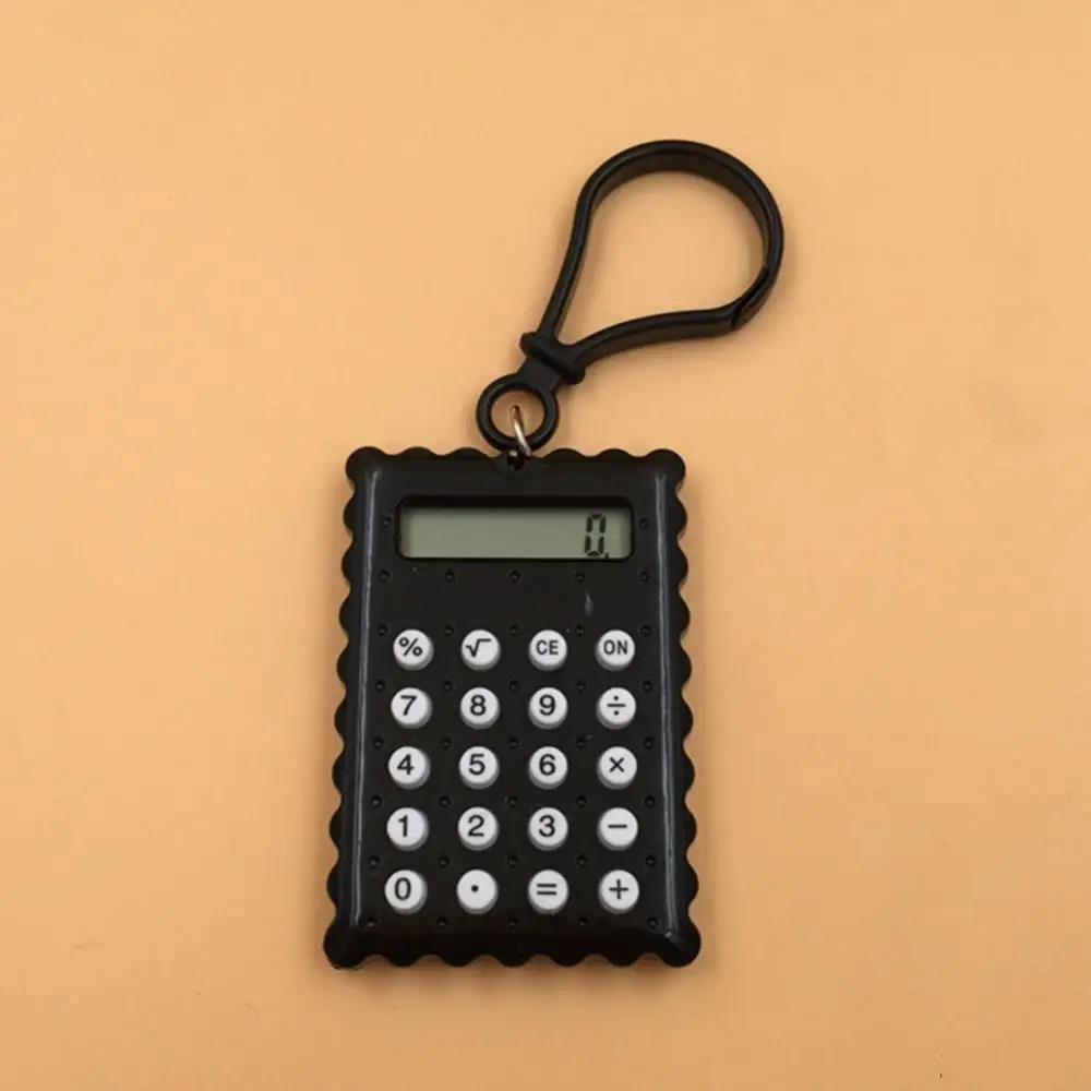 Cookie Shape Mini Calculators Keychain 8 Digits Electronic Calculator Battery Power Calculators School Student Calculating Tools