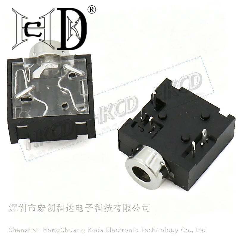 10pcs PJ-204A 2.5mm Headphone Jack Socket 5 Pin Vertical DIP Metal Shielded PCB Mount Female Stereo Audio Connector