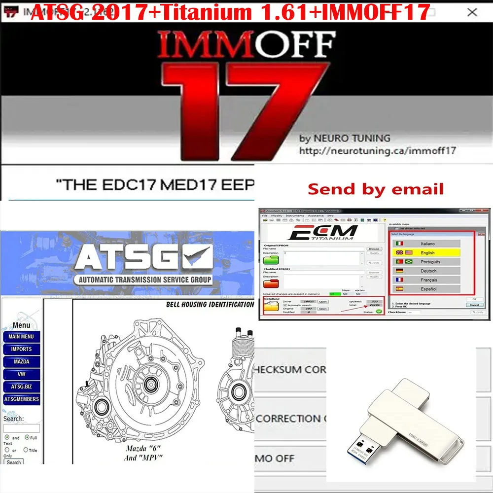 2024 Hot Immo Off IMMOFF17 Software EDC+ATSG 2017 Automatic Transmission Maintenance+ECM TITANIUM 1.61 With 26000+Driver ECM1825