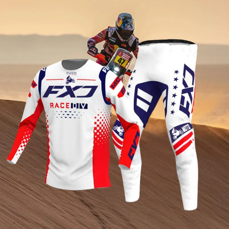 

Summer New 2025 FXJ Enduro Off-road Motorcycle Gear Set Mx Jersey Pants White Motorcycle Suit Mtb Racing Suit Off-road Equipment