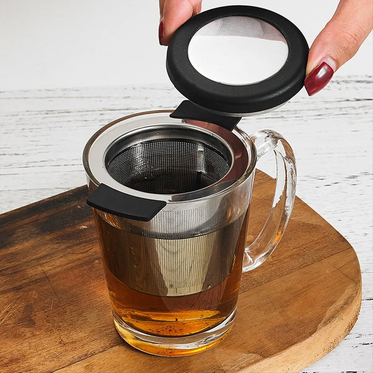 ABFW Fine Mesh Tea Infusers,2PCS Large Tea Strainers for Tea Stainless Steel Tea Steeper with Heat Proof Silicone Handles
