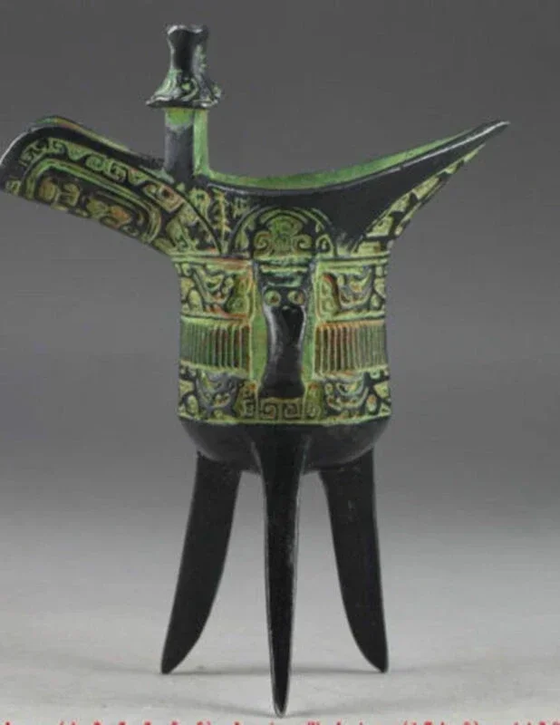 Oriental Bronze Chinese Old Exorcism Handwork Embossment Wine Cup view 3