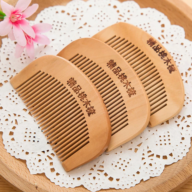 1Pc Natural Peach Wood Comb Close Teeth Anti-static Head Massage Beard Hair Care Tool Beauty Accessories Barber Women's Hairdres