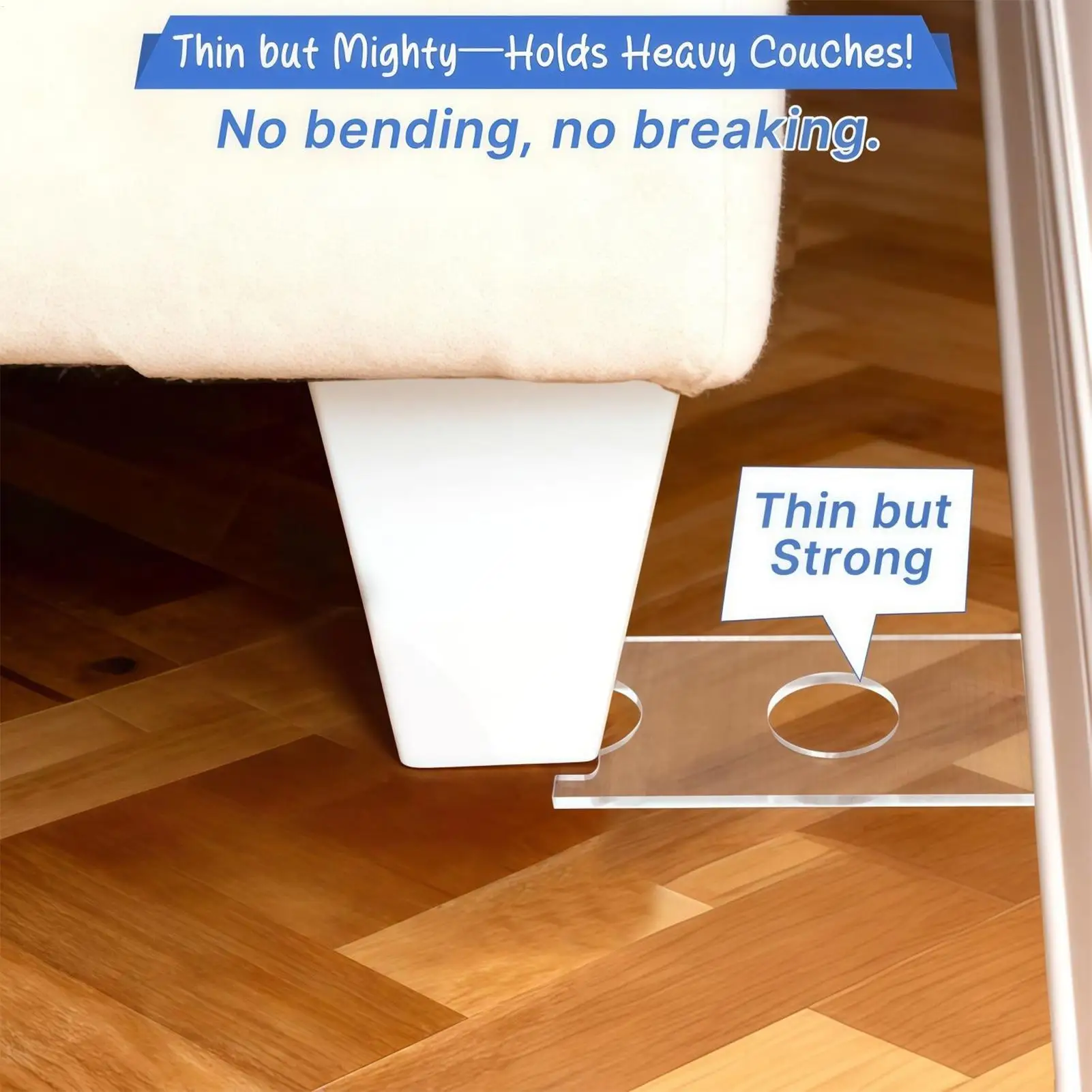 Couch Stoppers 2-Piece Scratch-Proof Acrylic Transparent Wall Spacer Under Couch Blocker For Protection Prevent Sliding Sofa Bed