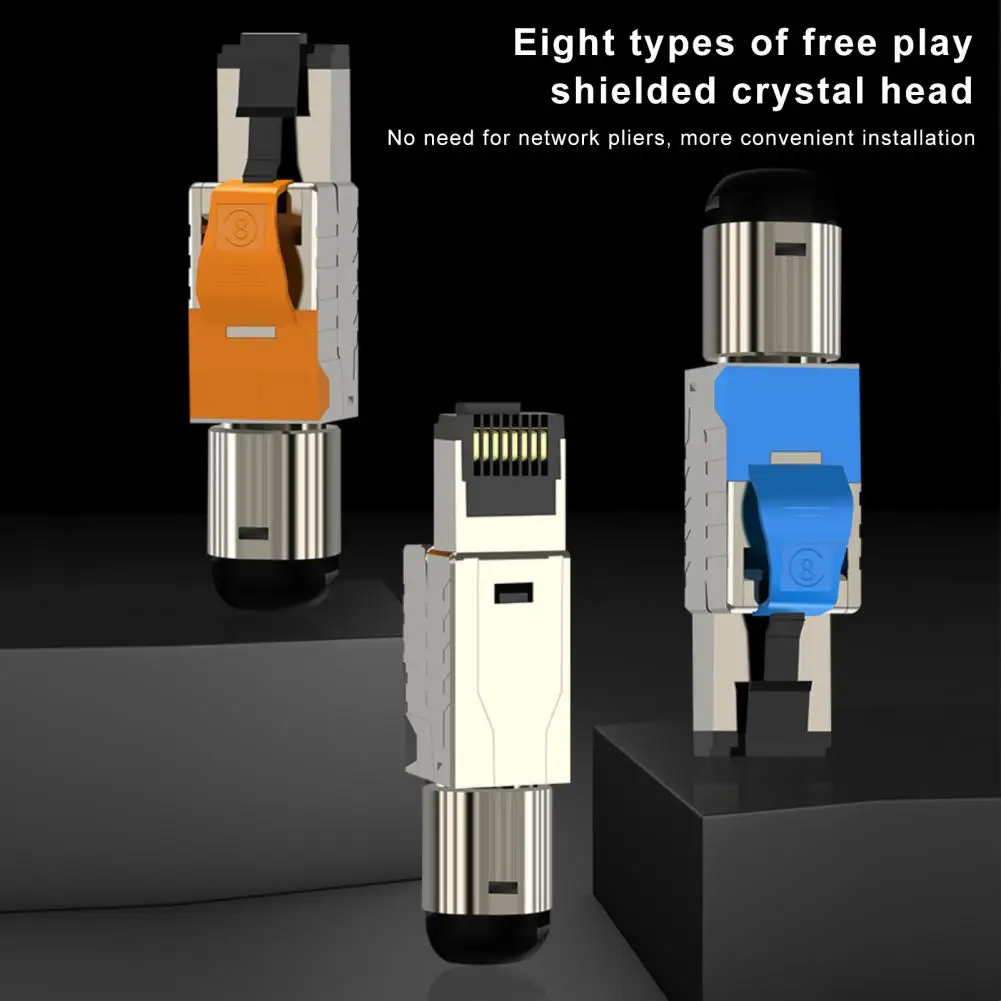Excellent Network Crystal Heads Zinc Alloy Shielded Crystal Connector Strong Anti-interference Signal Transfer