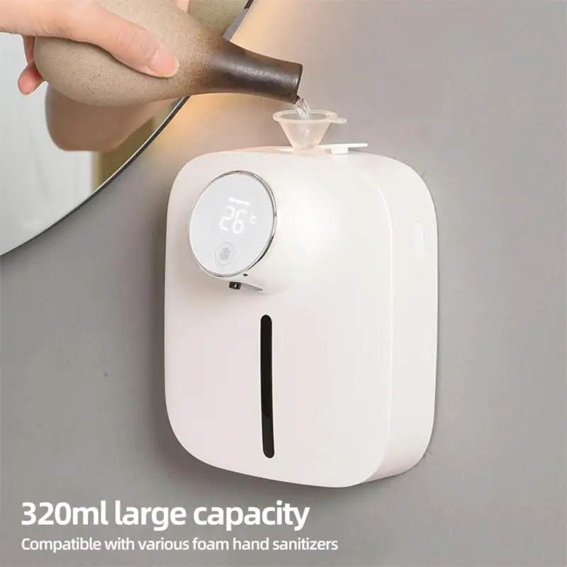 Soap Dispener USB Rechargeable LED Display IPX4 Waterproof Automatic Dispenser Soap Foam 320ML Hand Sanitizer Machine