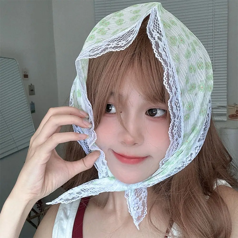 Headband Hair Scarf Bohemia Bandana Soft Wrap Pastoral Style Triangle Hair Band Strap Flower Pattern Adjustable image 6