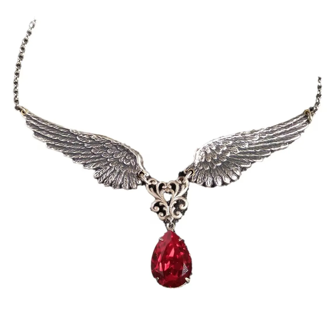 

Angel Wings Feather Black Beads Pendant Choker Vintage Necklace Gift for Women Girl Female New Fashion Jewelry