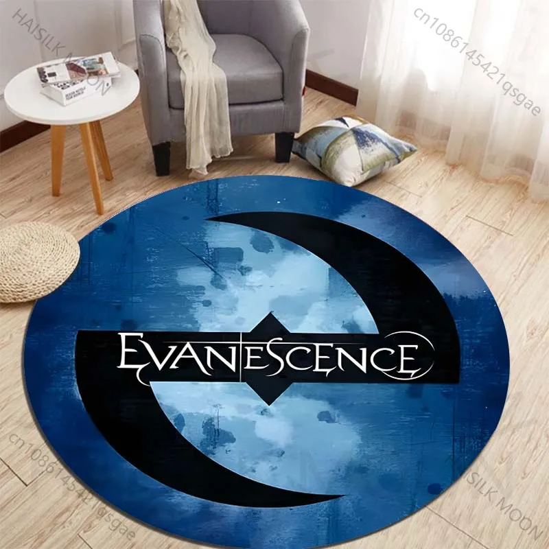 Black emblem design on blue background Printed round carpet living room sofa table carpet large pet mat soft round carpet
