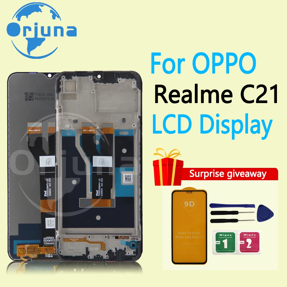 For Oppo Realme C21 LCD Display Touch Screen Digitizer Assembly Panel RMX3201 LCD Screen With Frame Replacement Repair Parts