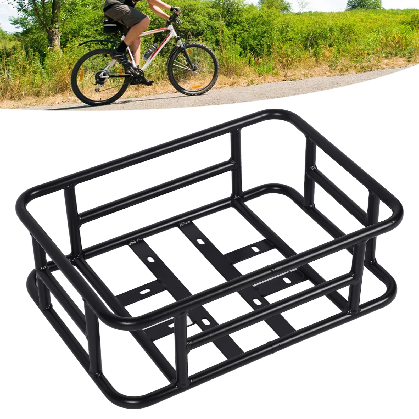 

Rear Bike Basket Rear Basket Rear Bike Basket Iron Waterproof Large Capacity Rustproof Back Storage Basket Black