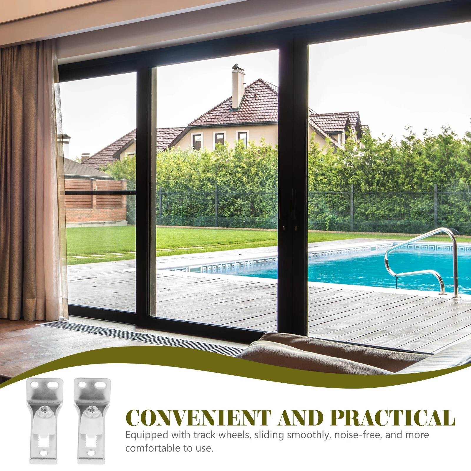 2 مجموعات Bifold مجموعة أدوات الباب الفولاذ المقاوم للصدأ للطي خزانة باب إصلاح محور انزلاق المسار استبدال الملحقات