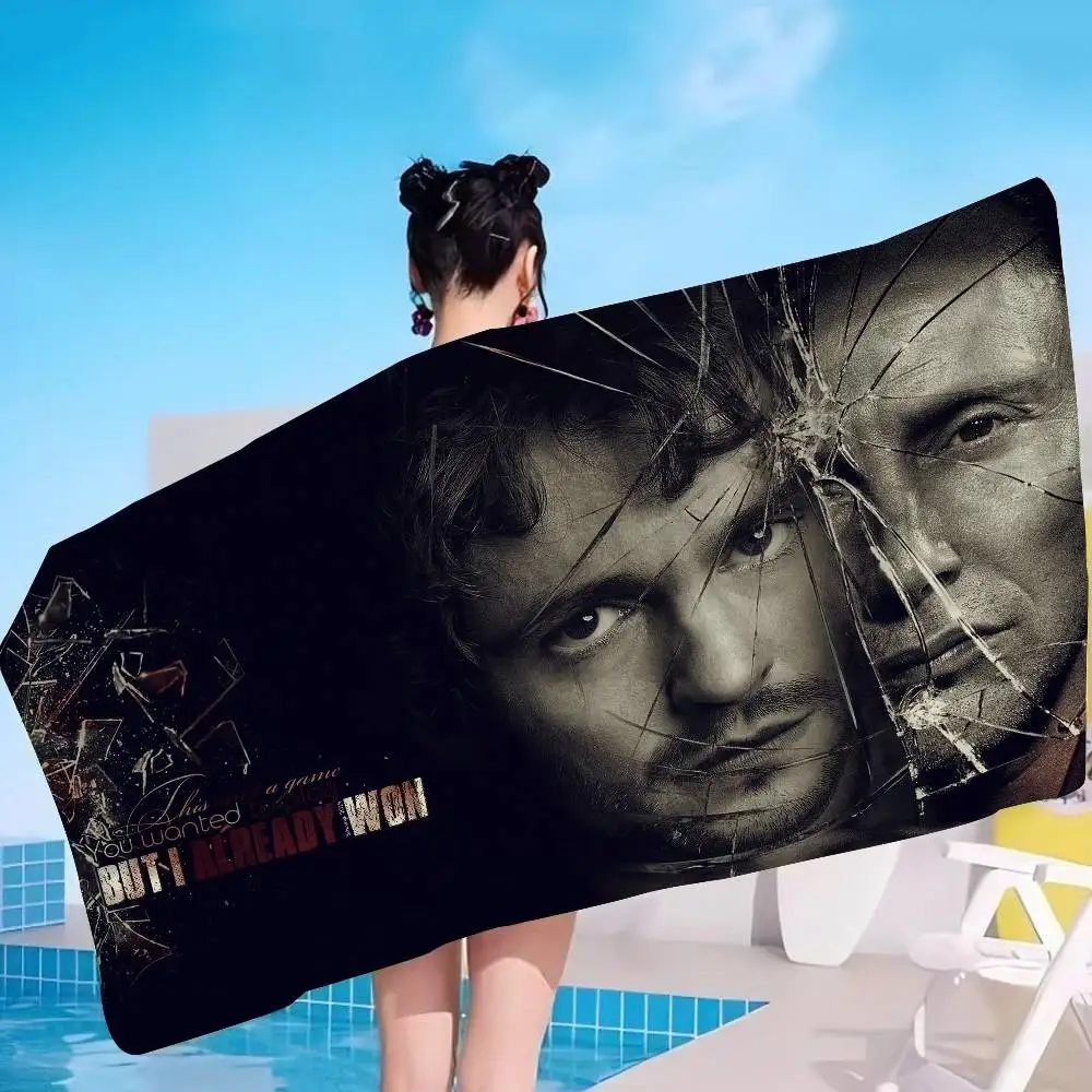 Crime Series H-Hannibal Movie TV Beach Towel Colorful Bath Towels for Girl Microfiber Quick Dry Custom Sand Free Beach Yoga Spa