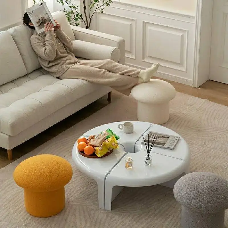 

Nordic Ottomans Fabric Art Lovely Makeup Mushroom Stool Creativity Bedroom Step Round Stools Bedroom Furniture Foot Stool Pouf
