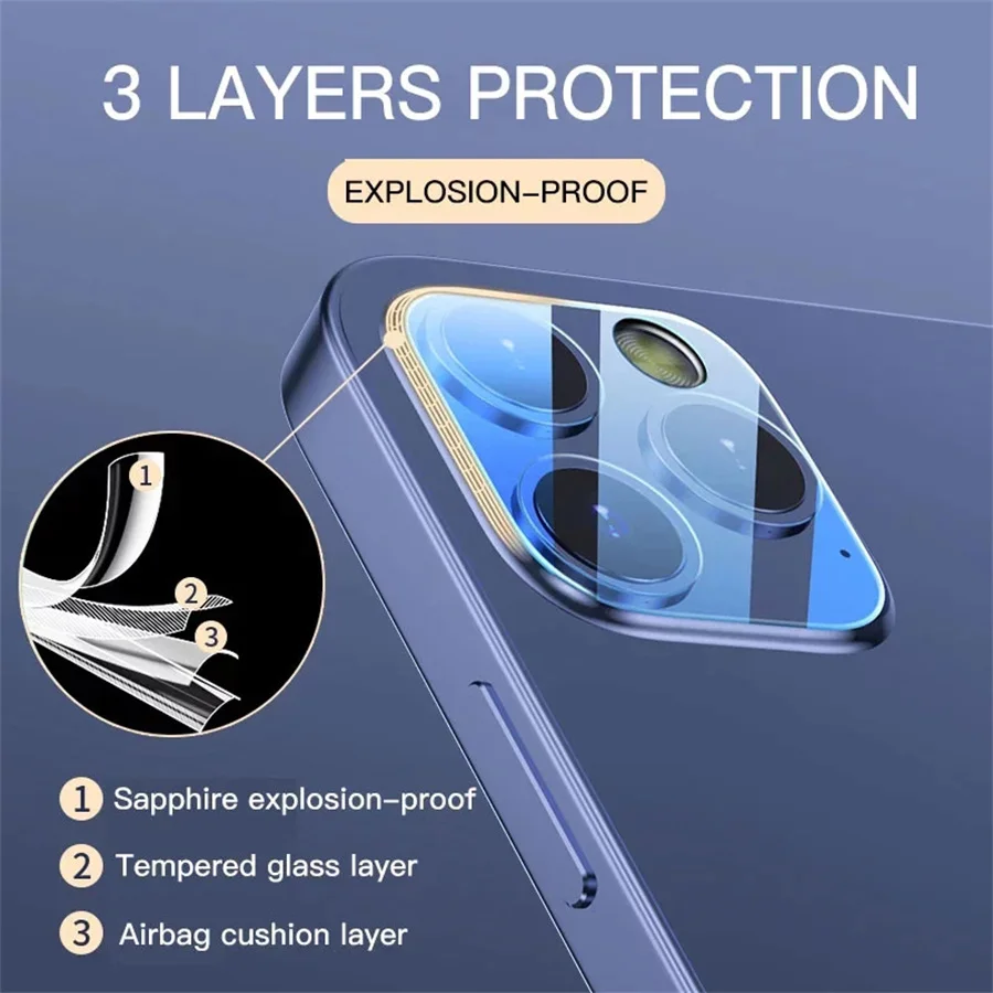 1/3pcs Camera Lens Protector Glass For iPhone 15 16 Pro Max 11 12 13 14 Pro Max 15 Plus 12 13 Mini 13Mini 12Mini Tempered Glass