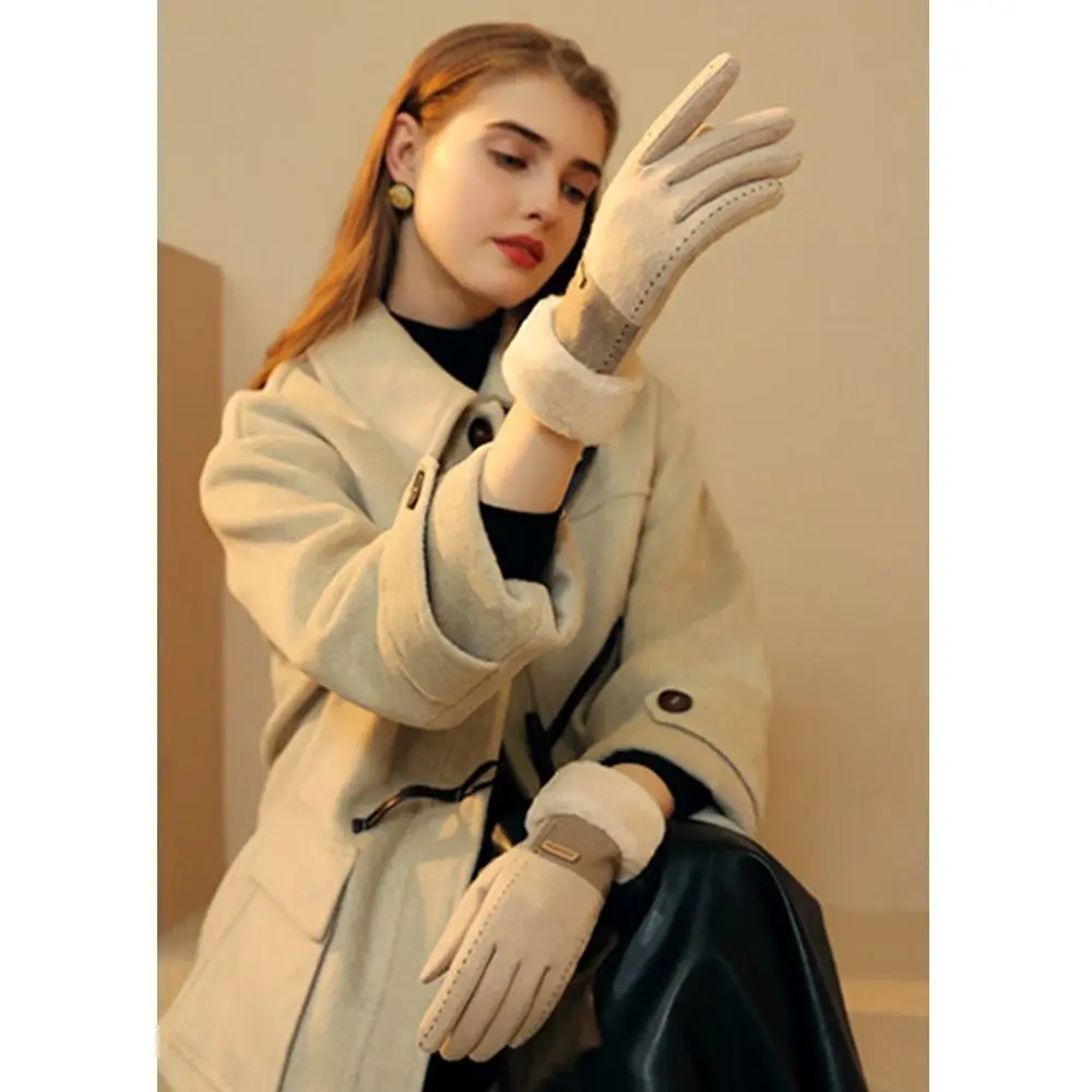 

Мягкие зимние термоперчатки, утолщенные, с полными пальцами, кашемировые, эластичные, на флисовой подкладке, ветрозащитные, сенсорные, для холодной погоды