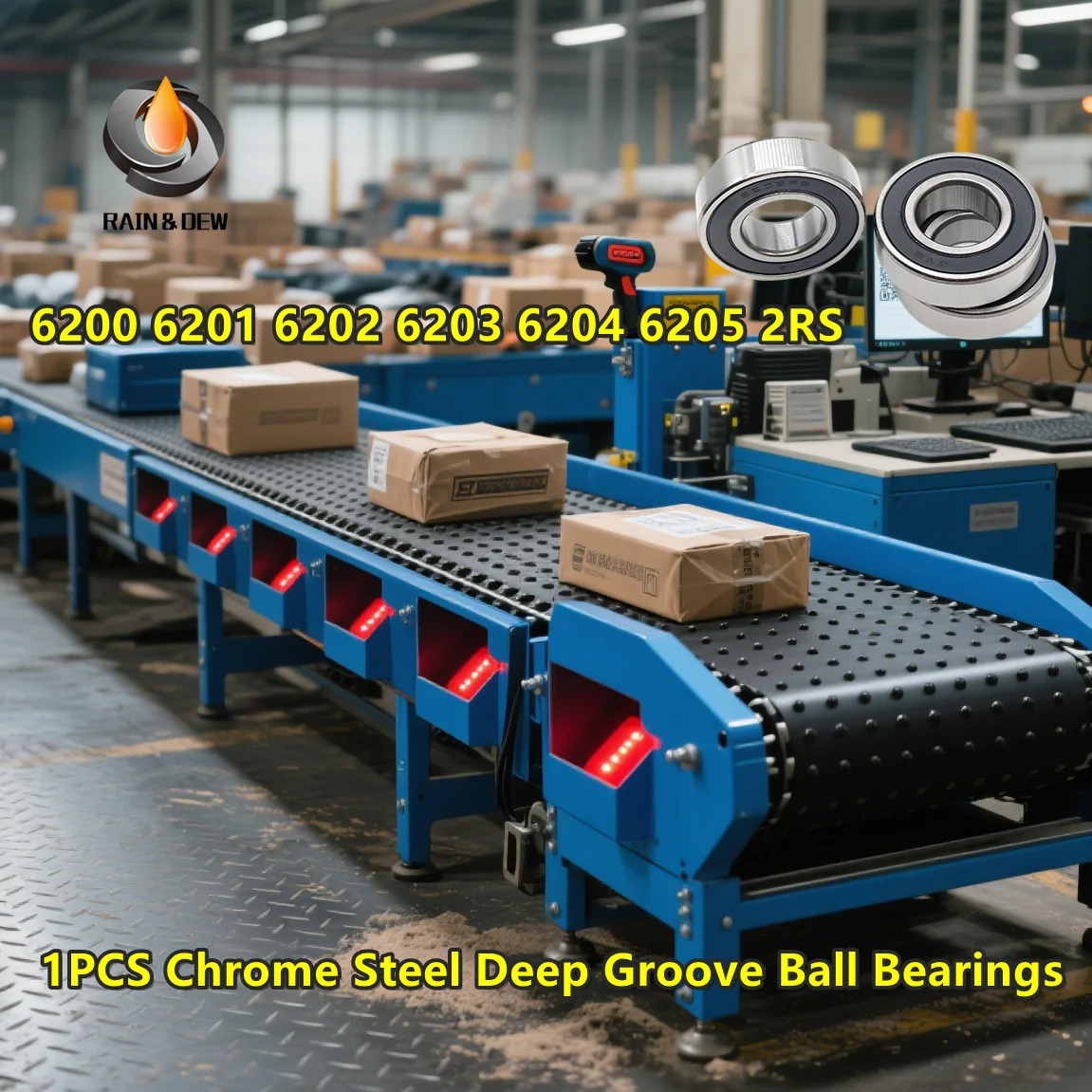 1PCS Bearing 6200 6201 6202 6203 6204 6205 2RS RS 6200RS 6201RS 6202RS 6205RS Chrome Steel Deep Groove Ball Bearings