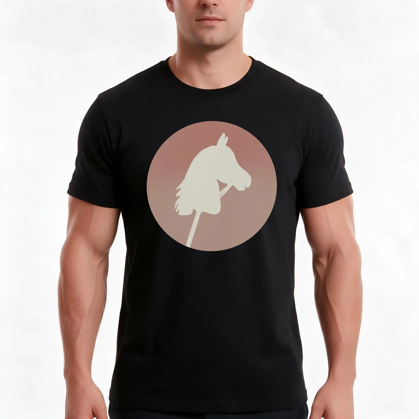 Hobby Horsing horse head T-Shirt, Summer Casual Cotton Tee, Oversized Streetwear Tops, Vintage Graphic Print, Unisex Men Women